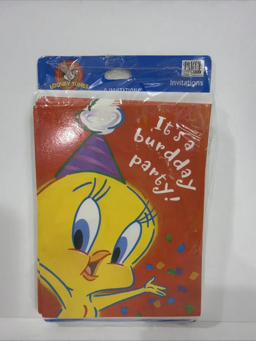 Vintage Looney Tunes TWEETY BIRD 8 Party Invitations Warner Bros Hallmark NIP
